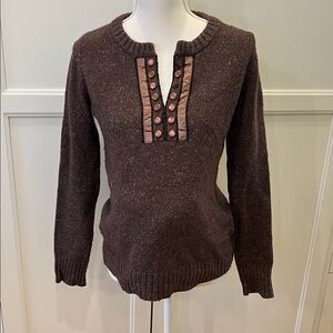 A Pea in the Pod Maternity Chocolate Button-Trim Sweater